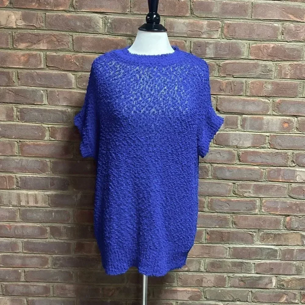 Cherish Royal Blue Short Sleeve Tunic Sweater Size Medium